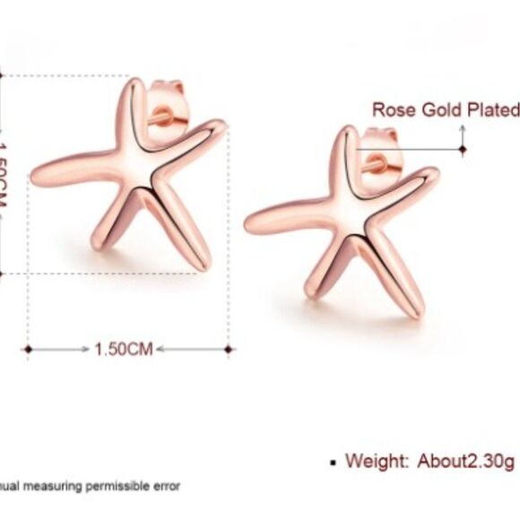 NWOT Unique Rose Gold Starfish Stud Earrings - Picture 3 of 6
